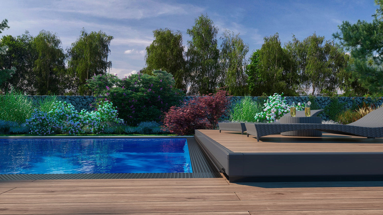 Furnishable pool deck