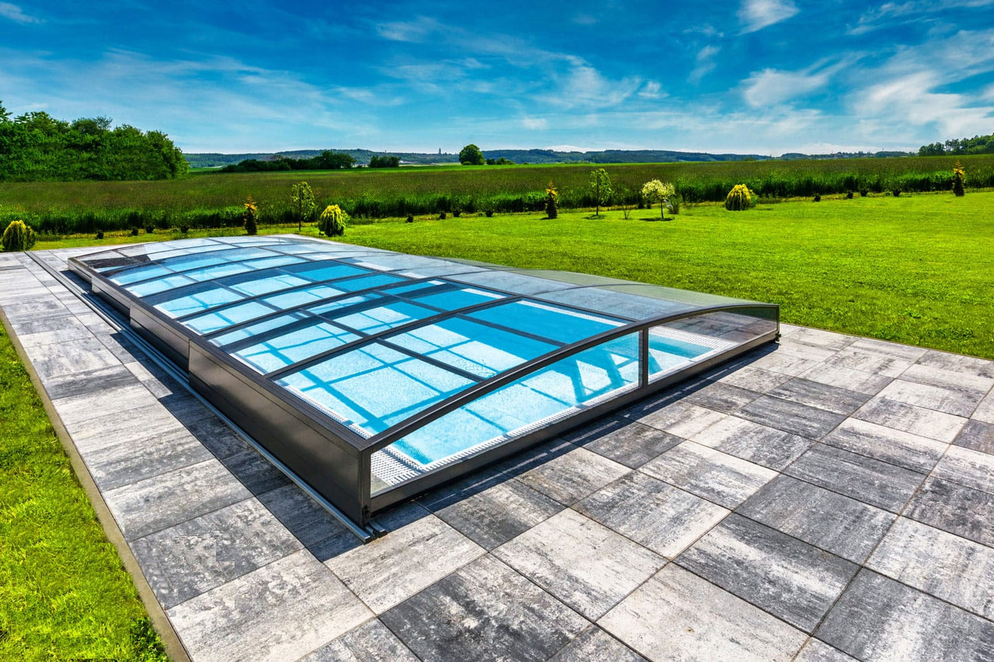 Pool Roof Sydney 4.5×8 (Single Rail, Anthracite)