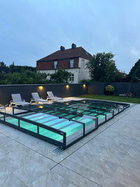 Pool Roof ICON KIT S1 3×6 (clear glass, side door, single track, anthracite)