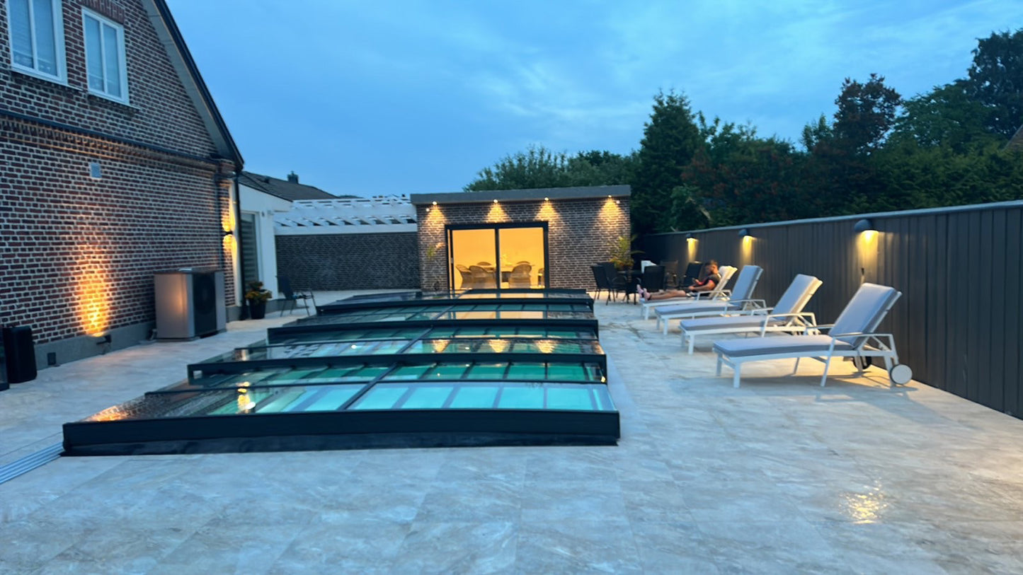 Pool Roof ICON KIT S1 3×6 (clear glass, side door, single track, anthracite)