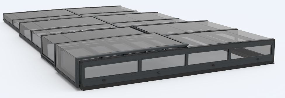 Pool Roof ICON KIT S1 3×6 (clear glass, side door, single track, anthracite)