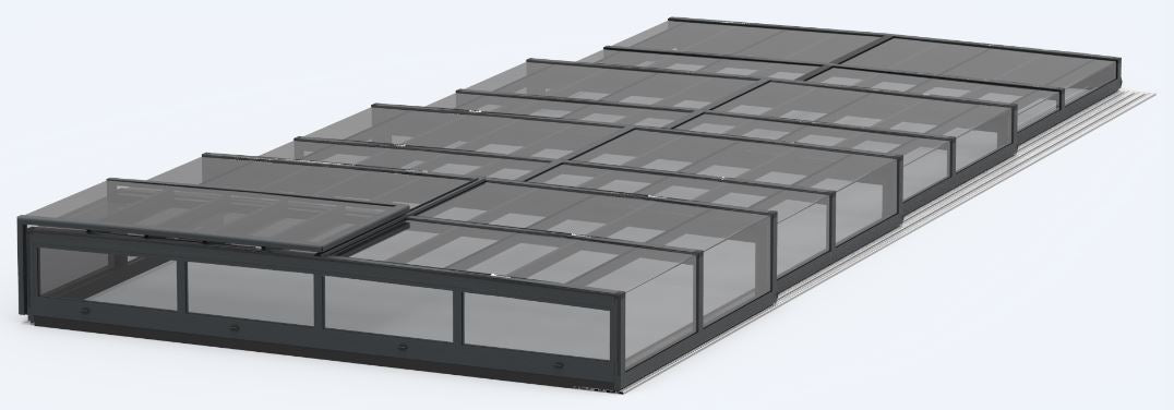 Pool Roof ICON KIT S1 3×6 (clear glass, side door, single track, anthracite)