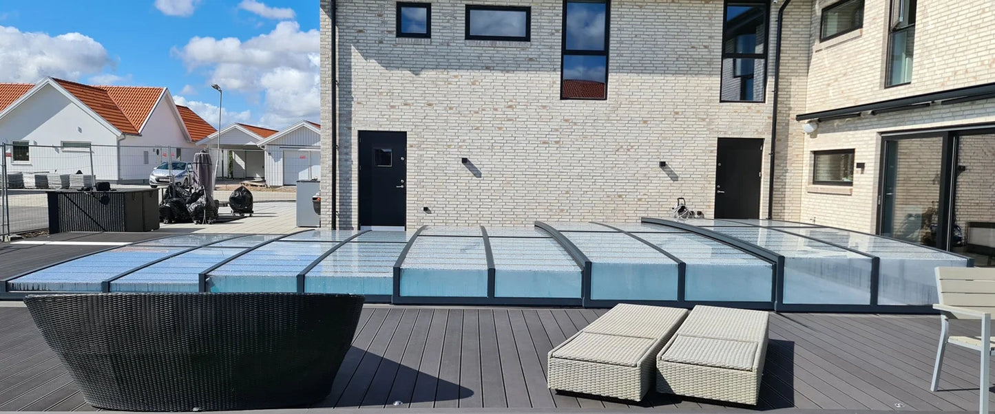 Pool roof ICON 4×10 without frame clear plastic anthracite