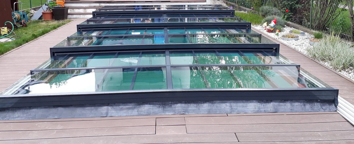 Pool roof ICON 5×10 without frame clear plastic anthracite