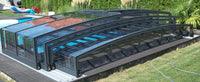Pool roof Special 4×8 with clear side door frame in anthracite plastic