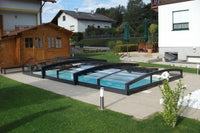 Pool roof Special 4×8 with clear side door frame in anthracite plastic