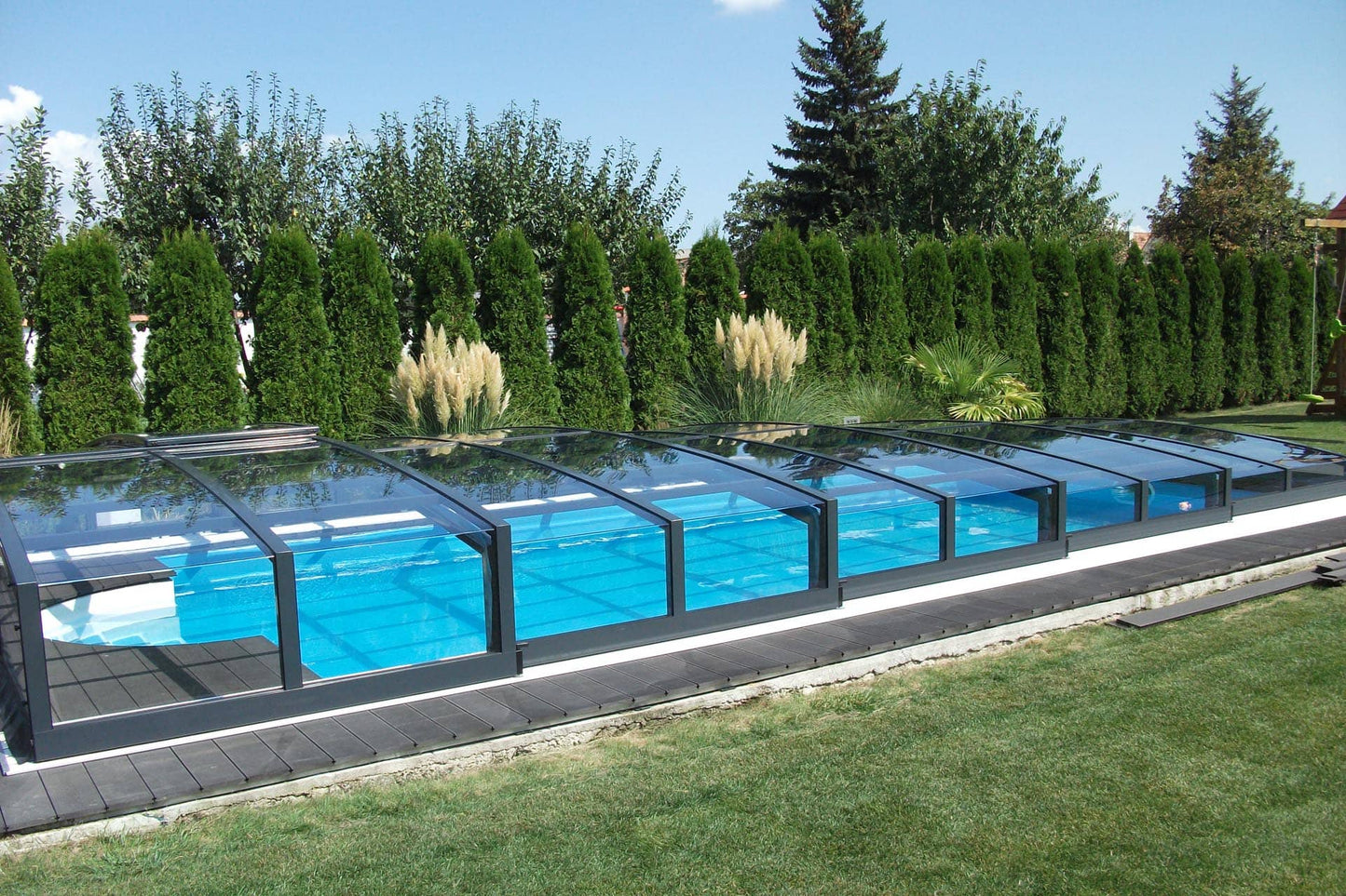 Pool roof Special 3.5×7 without frame Clear plastic side door anthracite