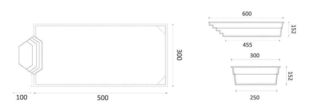 Glasfiberpool Grenada 700 7.00m x 3.00m x 1.52m