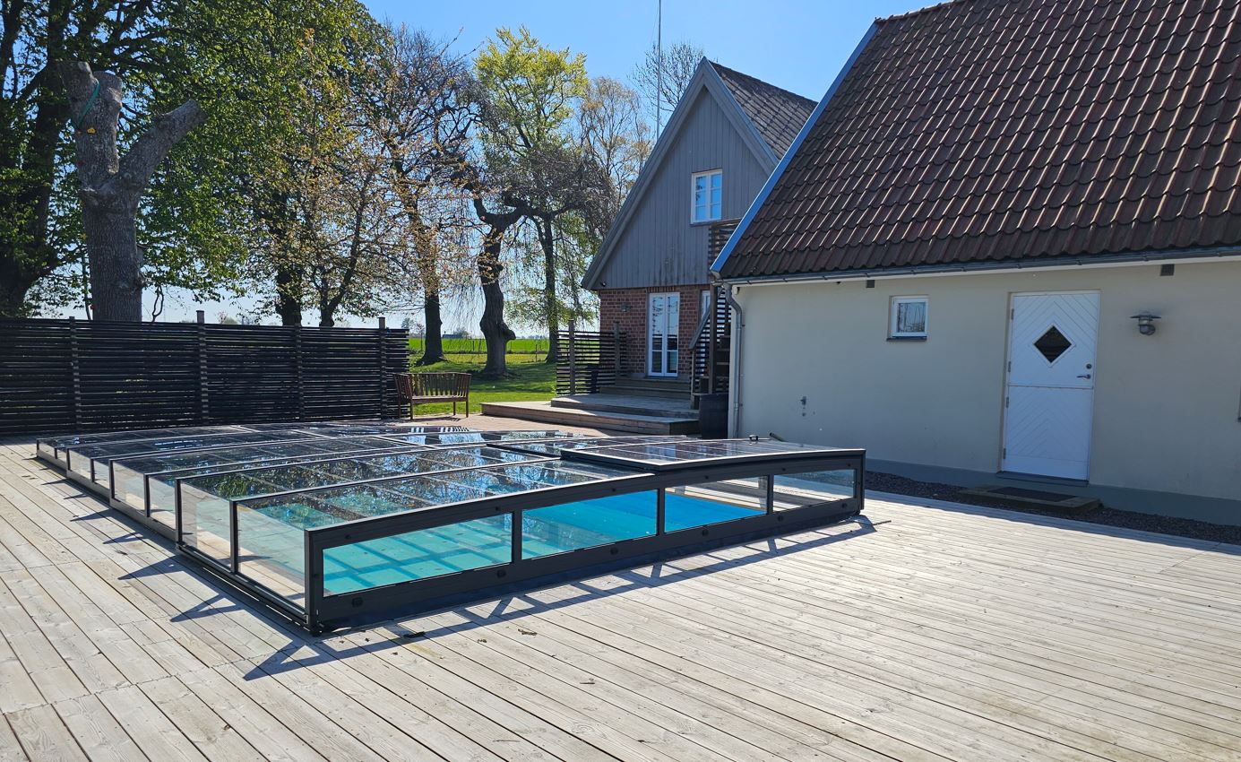 Pool Roof ICON KIT S1 3×6 (clear glass, side door, single track, anthracite)