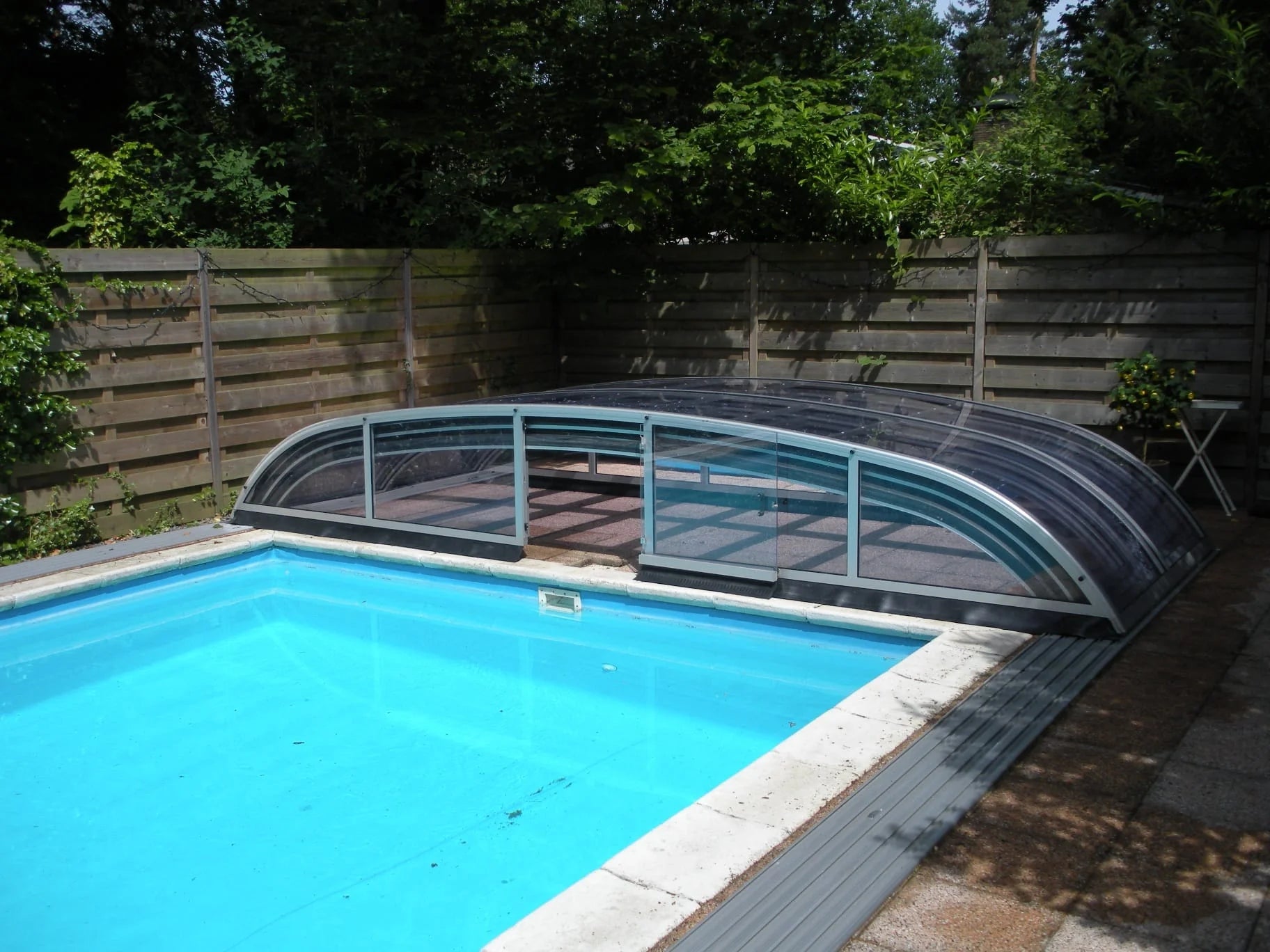 Pool Roof NIVO KIT X 3×6 (clear glass, ELOX, outer door)