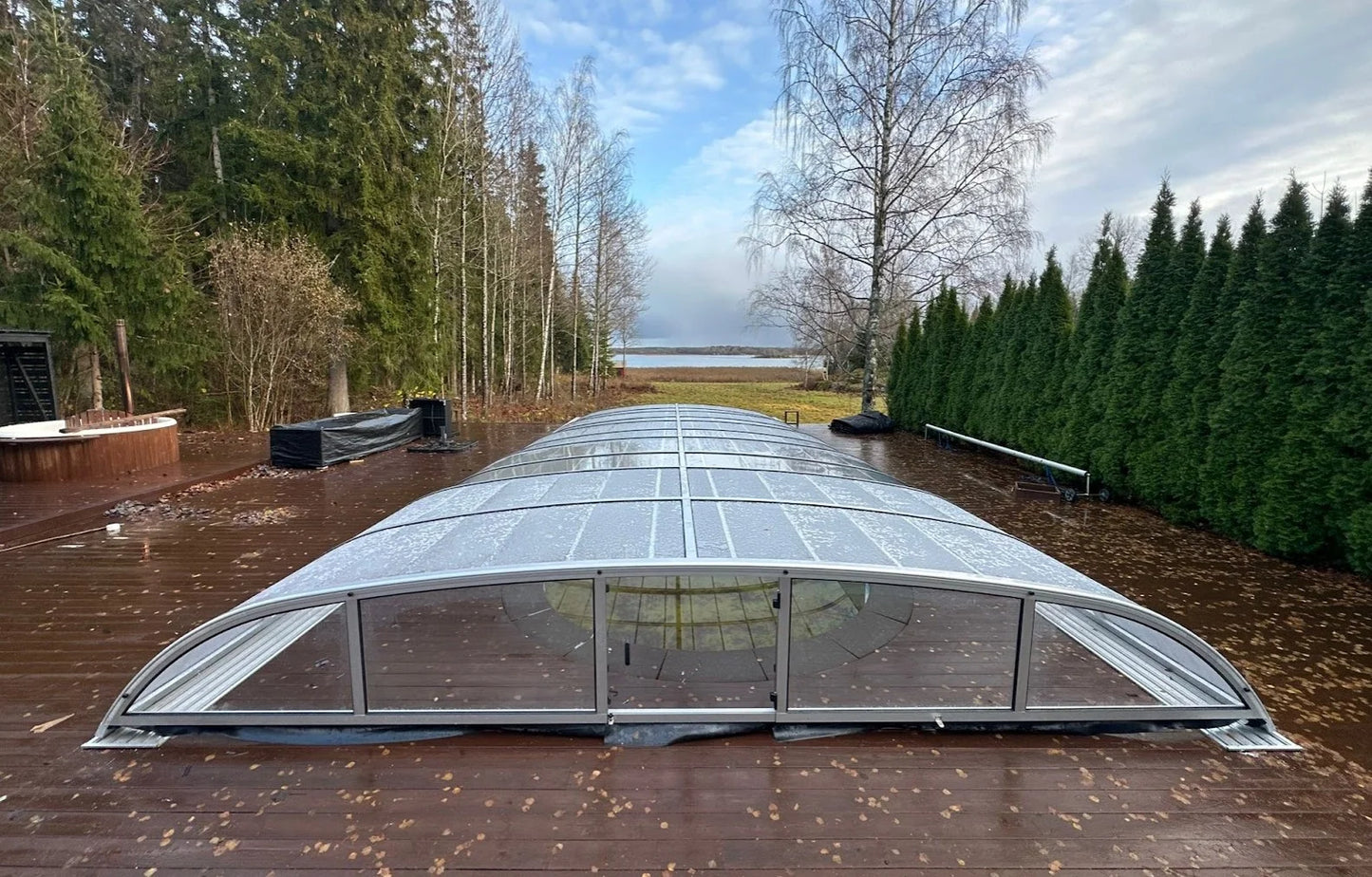 Pool Roof NIVO KIT A 4×8 (clear glass, ELOX, outer door)