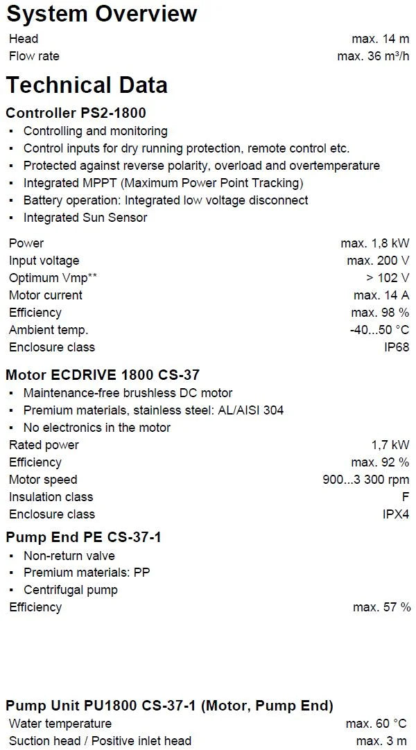 Lorentz Solar Pump Package PS2-1800 CS-37-1