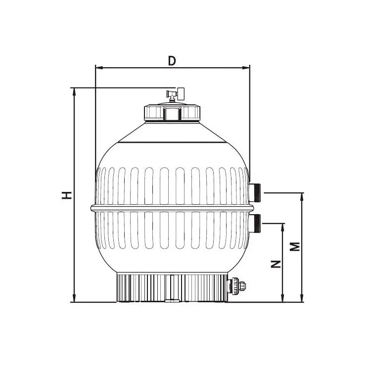 Sand filter Cantabric top/side mounted with valve